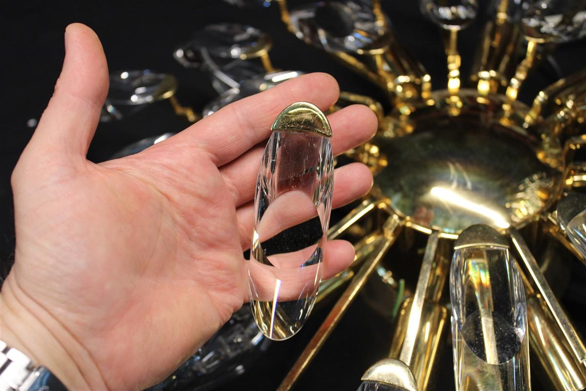 Modernistischer runder Kronleuchter aus Goldkristall im Stilkronen-Stil von Oscar Torlasco, 1970er Jahre im Angebot 6
