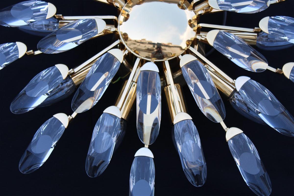 Modernistischer runder Kronleuchter aus Goldkristall im Stilkronen-Stil von Oscar Torlasco, 1970er Jahre im Angebot 9