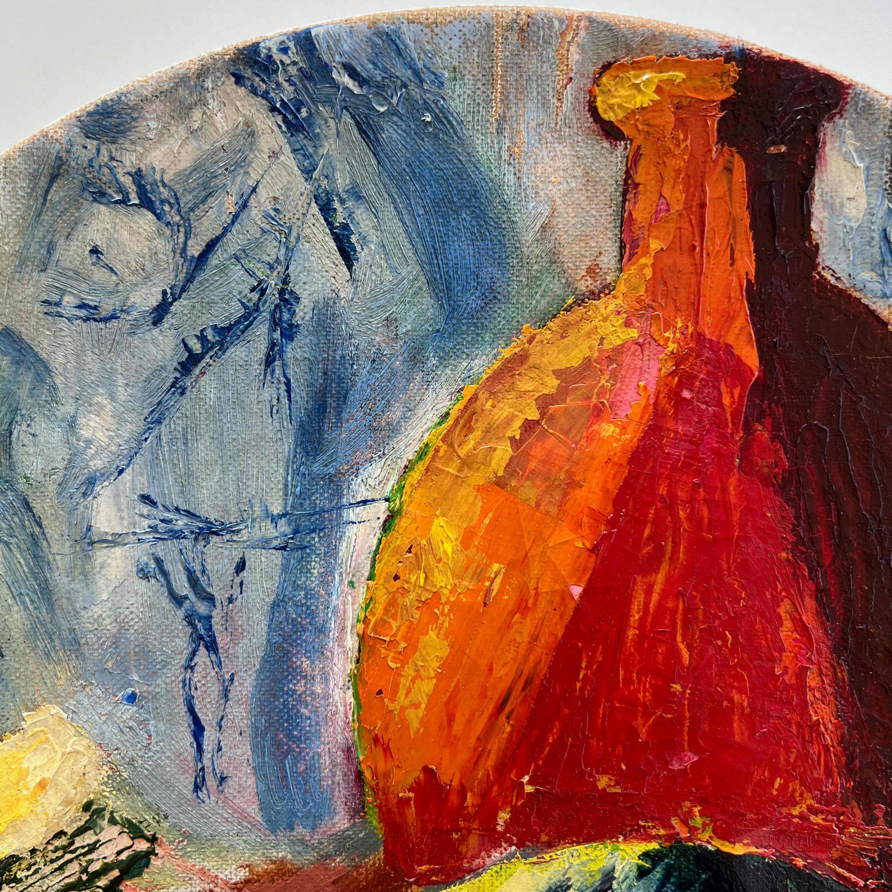 Wall Art Installation: Ceramic Plates + Oil on Canvas - 