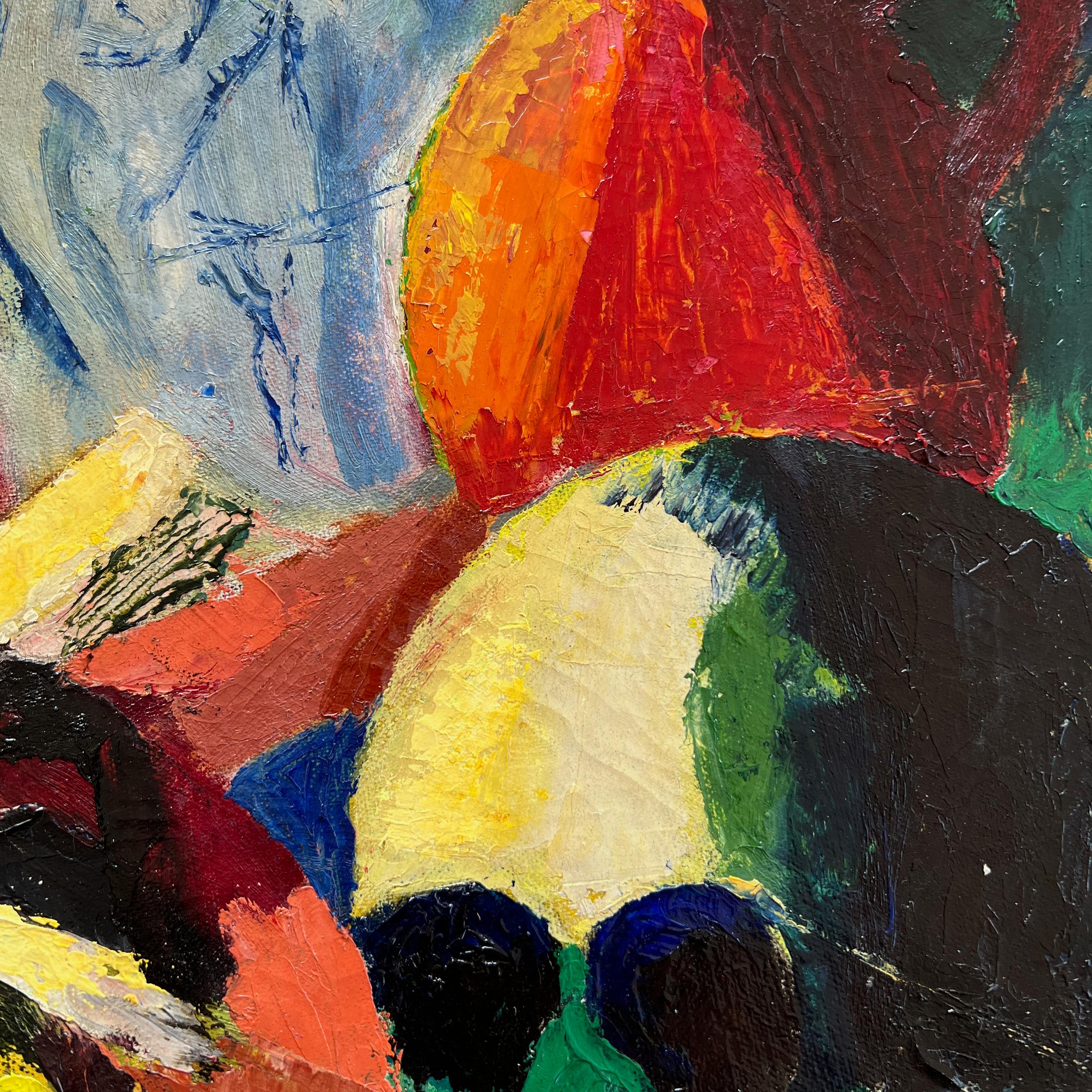 Wall Art Installation: Ceramic Plates + Oil on Canvas - 