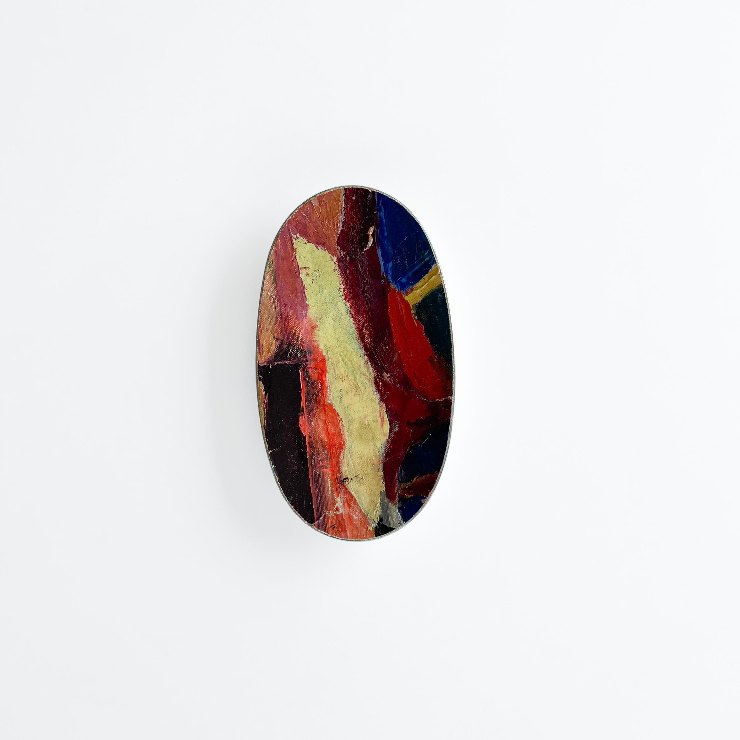 Glazed Wall Art Installation: Ceramic Plates + Oil on Canvas - 