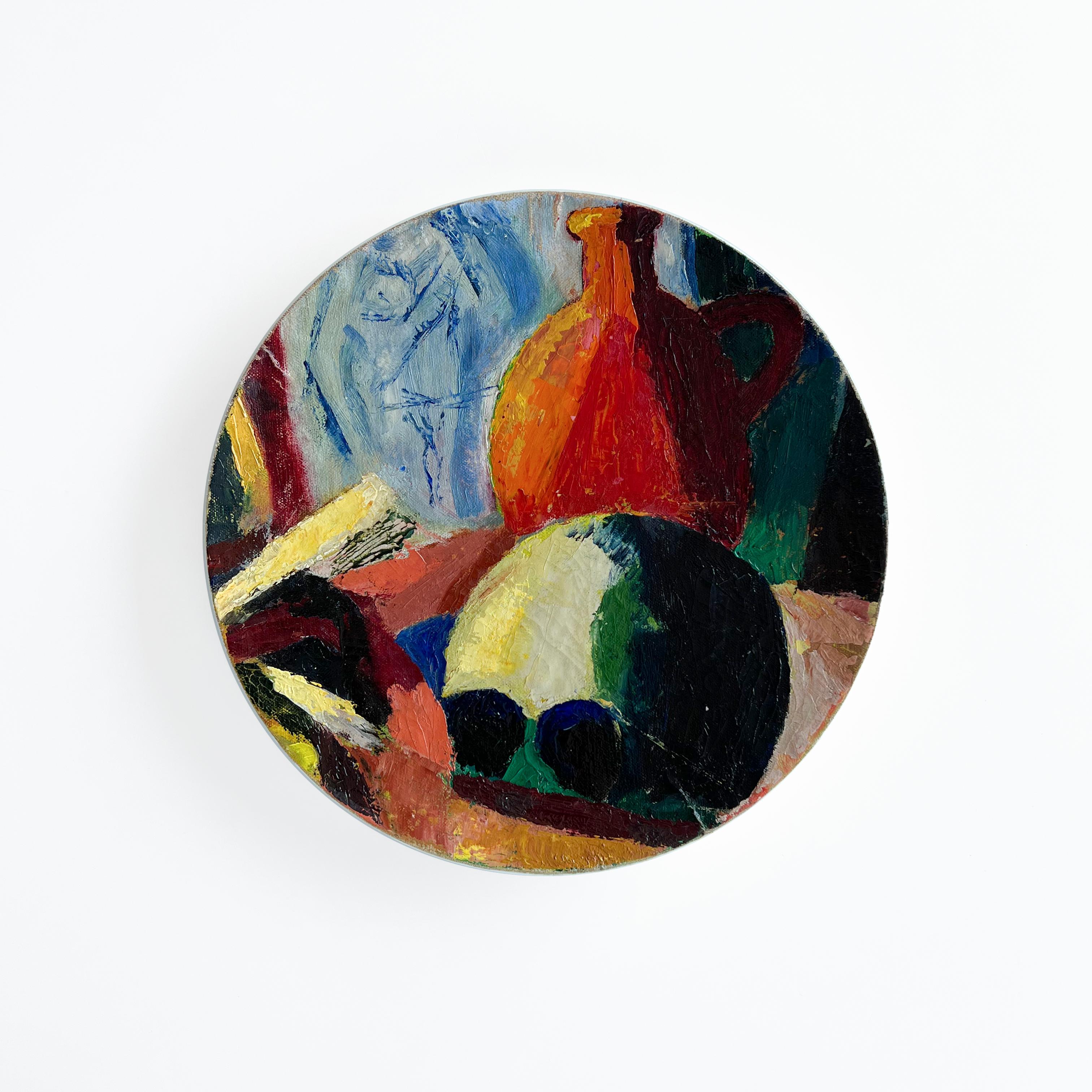 Wall Art Installation: Ceramic Plates + Oil on Canvas - 