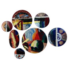 Wall Art Installation: Ceramic Plates + Oil on Canvas - "Modernist Still Life"