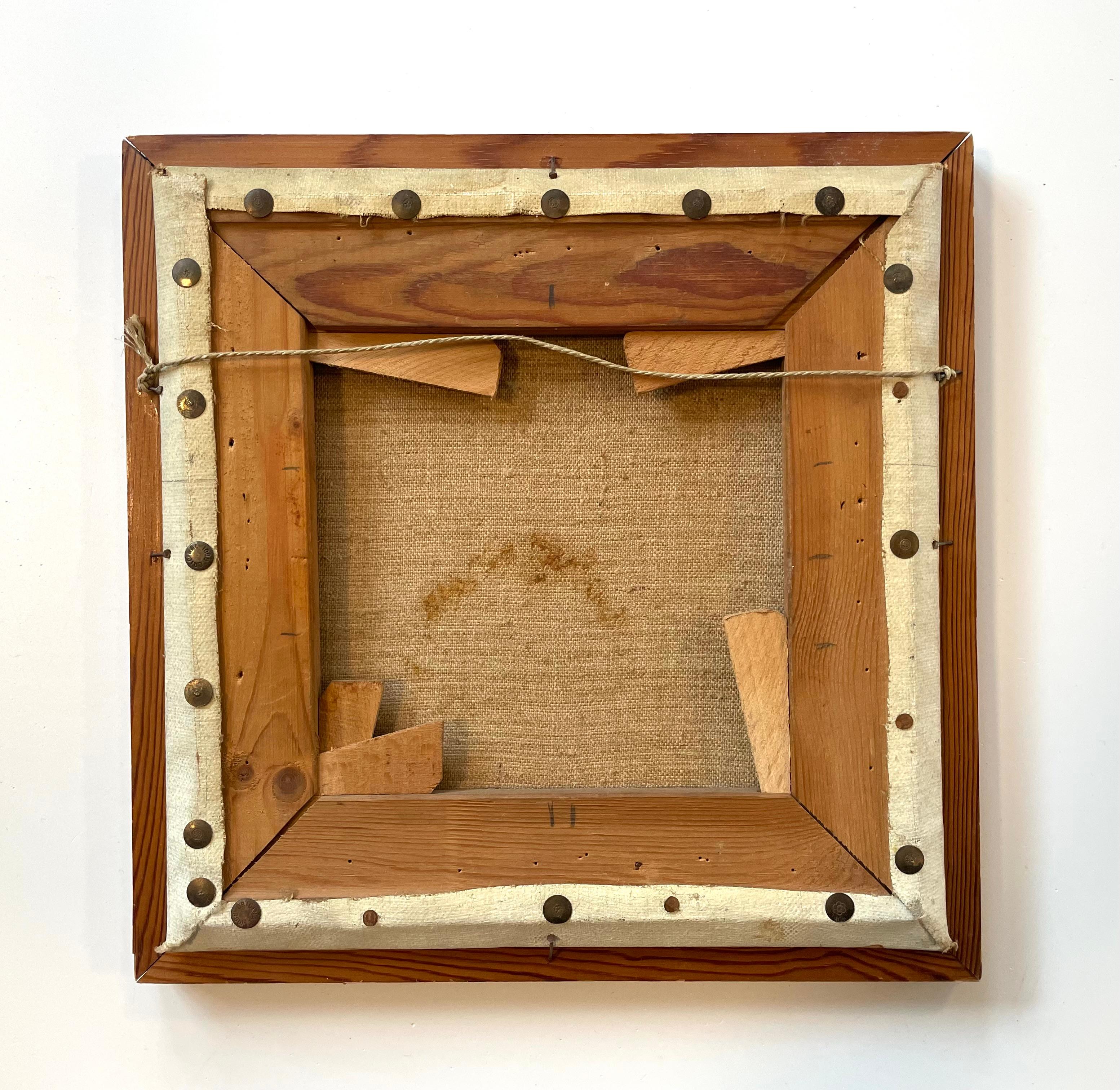 Modernist still life oil painting from the 1970s of fruit and stone ware For Sale 5