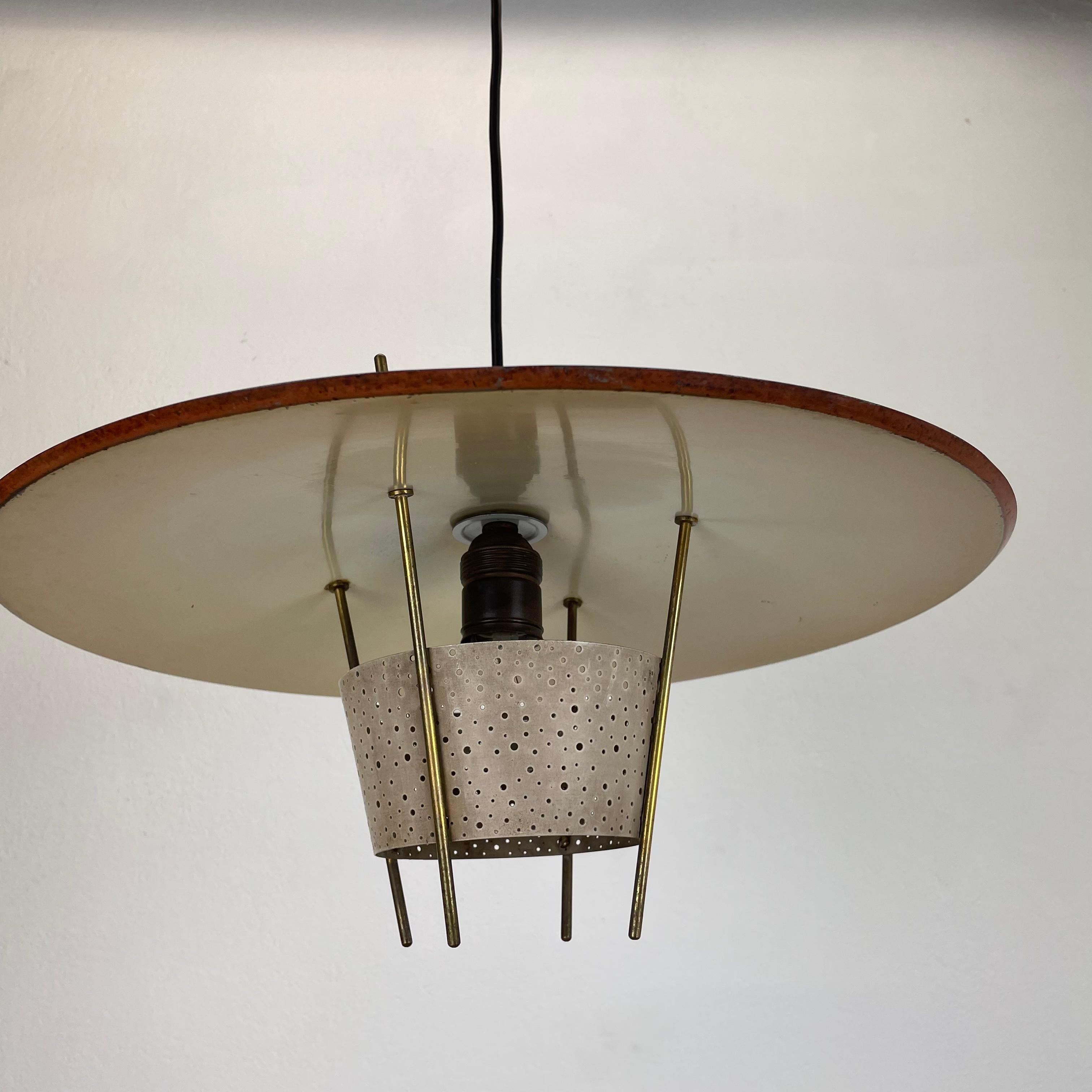 Metal Modernist Stilnovo Style Hanging Light by Ernest Igl for Hillebrand Germany 1960 For Sale