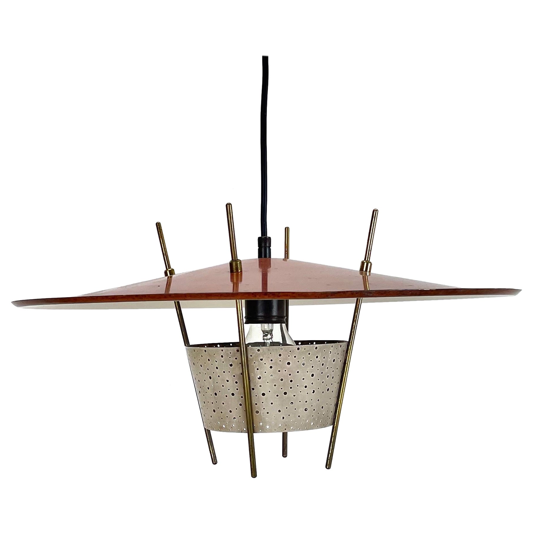 Lámpara colgante modernista estilo Stilnovo de Ernest IGL para Hillebrand Alemania 1960