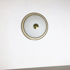 Modernist Stilnovo Style Metal, Opal Sconces Wall and Ceiling Light, Italy 1950s