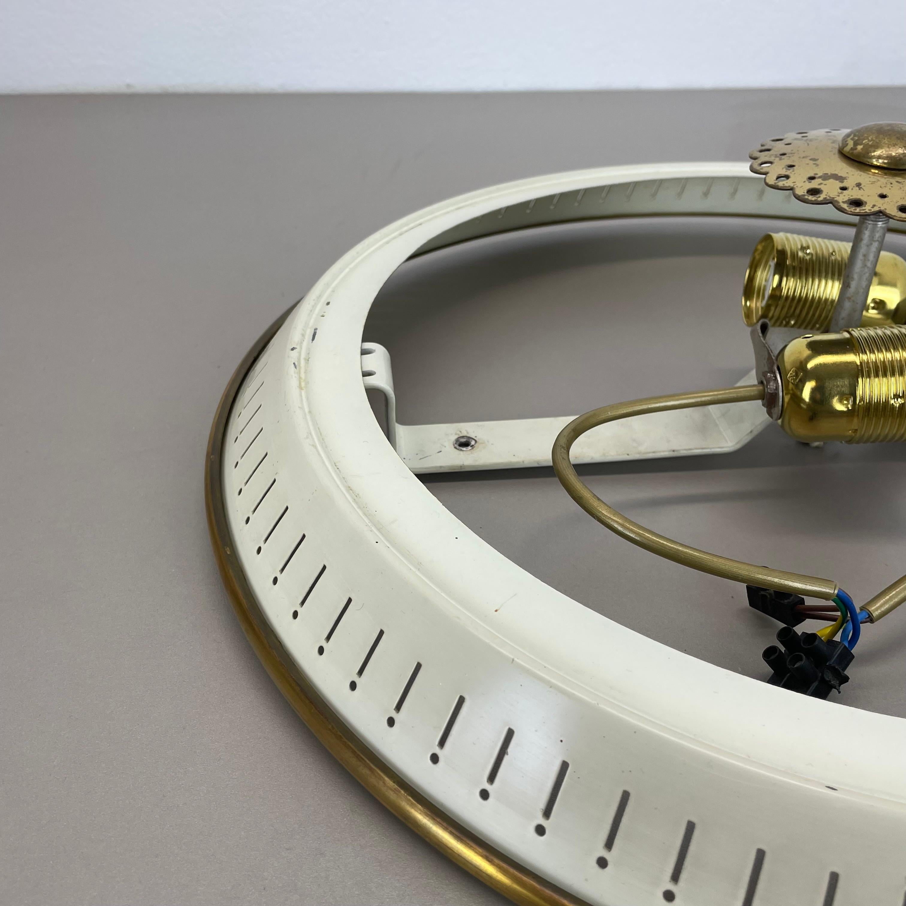 Modernist Stilnovo Style Metal, Opal Wall Ceiling Flushmount Light, Italy 1950s For Sale 8
