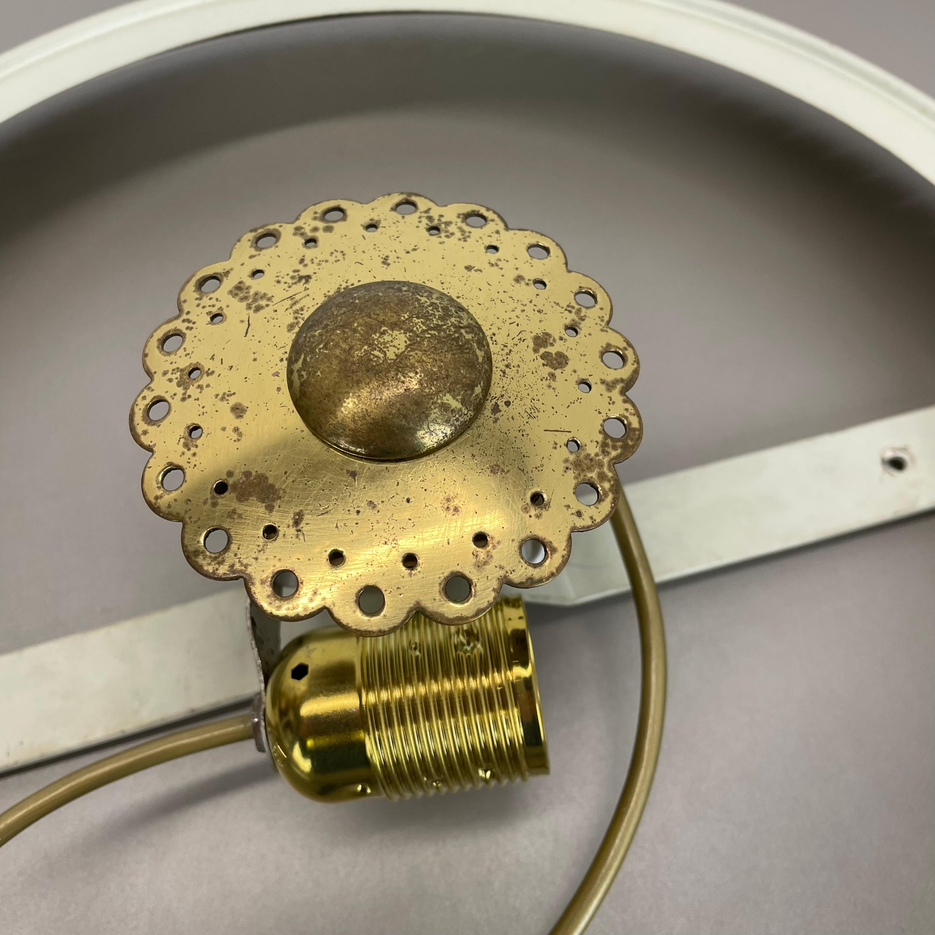 Modernist Stilnovo Style Metal, Opal Wall Ceiling Flushmount Light, Italy 1950s For Sale 9