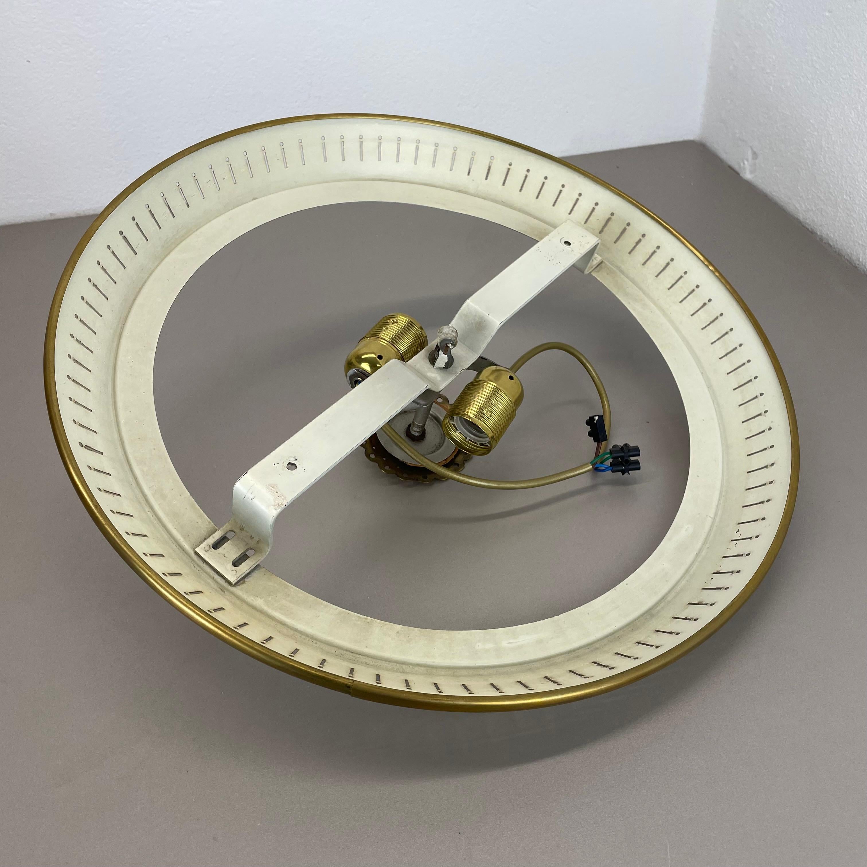 Modernist Stilnovo Style Metal, Opal Wall Ceiling Flushmount Light, Italy 1950s For Sale 12