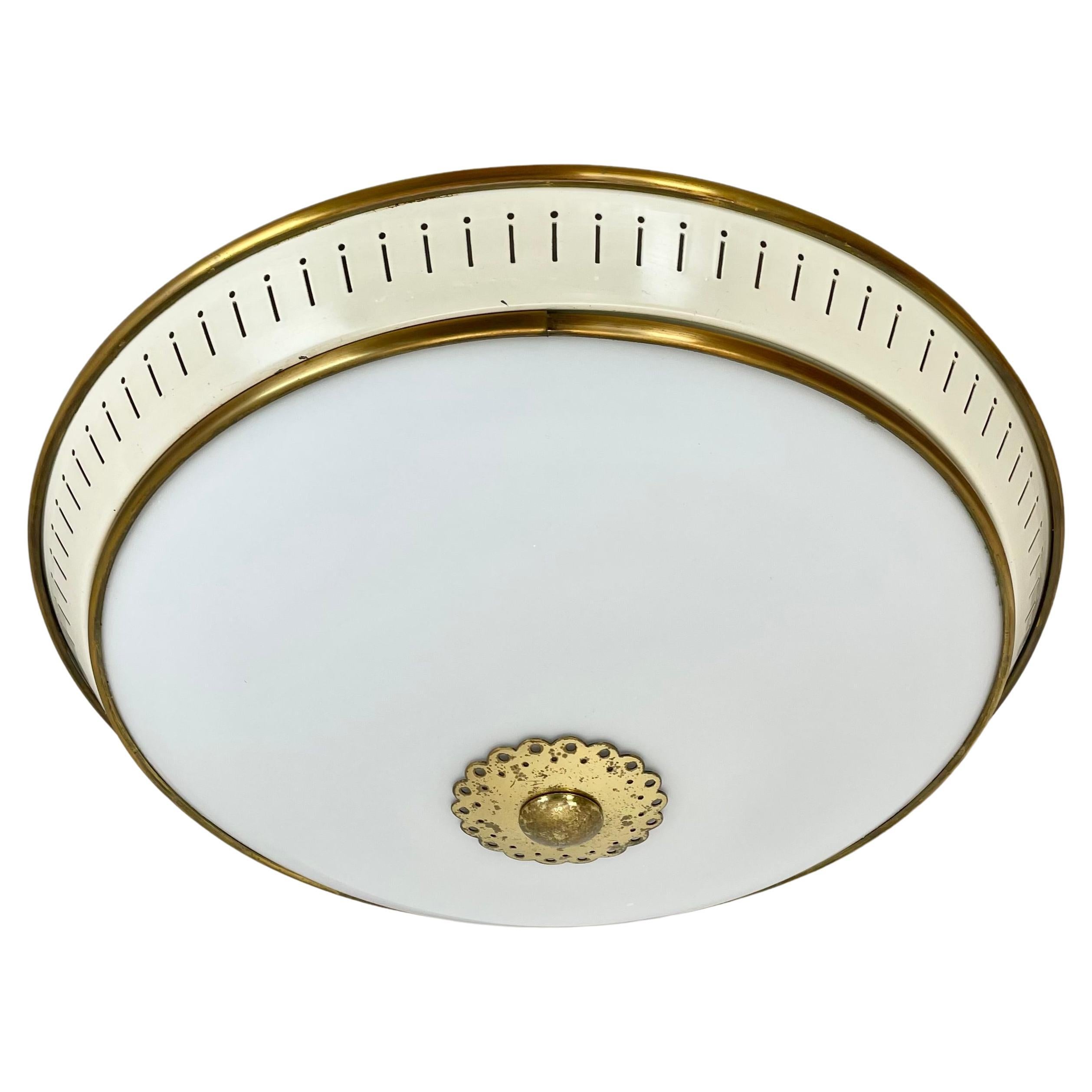 Modernistische Wandleuchte im Stilnovo-Stil aus Metall, Opal, Einbaubeleuchtung, Italien 1950er Jahre