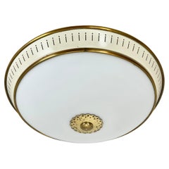 Modernistische Wandleuchte im Stilnovo-Stil aus Metall, Opal, Einbaubeleuchtung, Italien 1950er Jahre