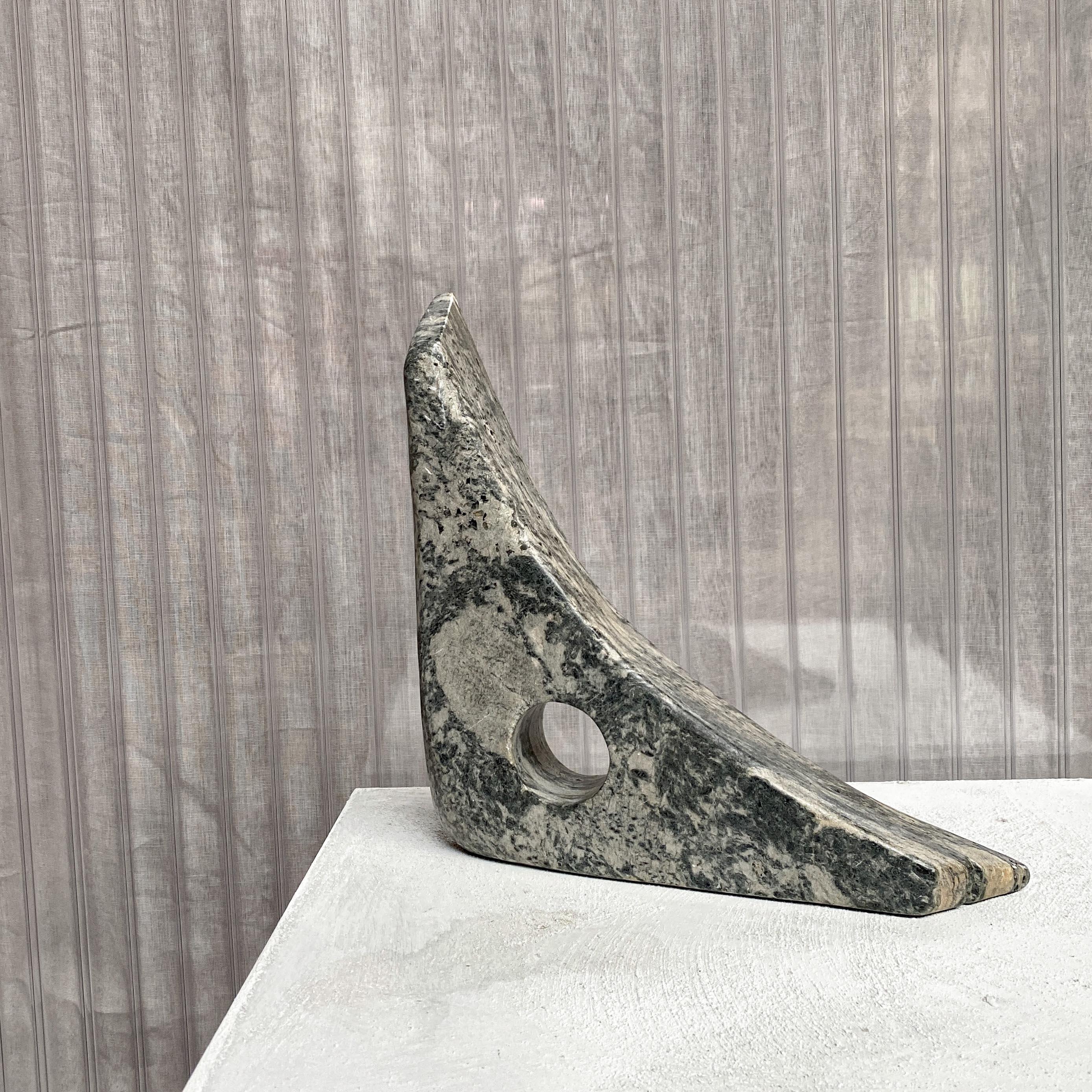 20th Century Modernist Stone Sculpture in Abstract Triangle Shape, 1960s, Noguchi Style