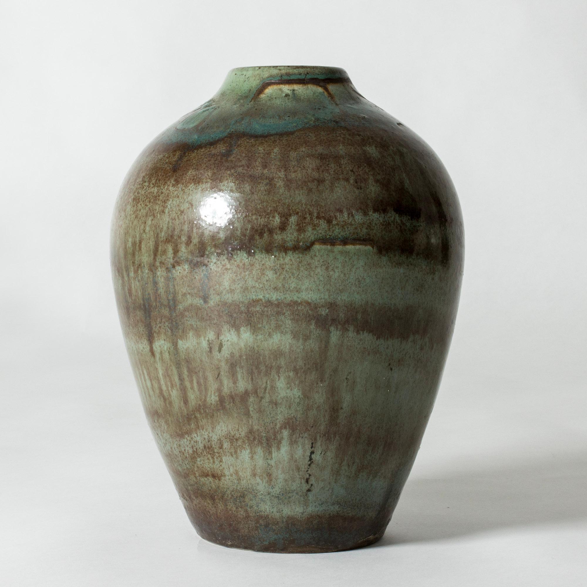 Modernist Stoneware Floor Vase by Gertrud Lönegren, Rörstrand, Sweden, 1940s In Good Condition For Sale In Stockholm, SE