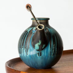 Modernist Stoneware Teapot by Stig Lindberg, Gustavsberg, Sweden, 1950s