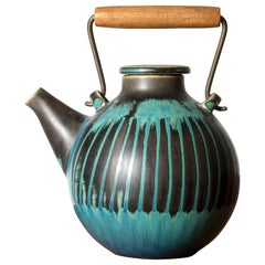 Modernist Stoneware Teapot by Stig Lindberg, Gustavsberg, Sweden, 1950s
