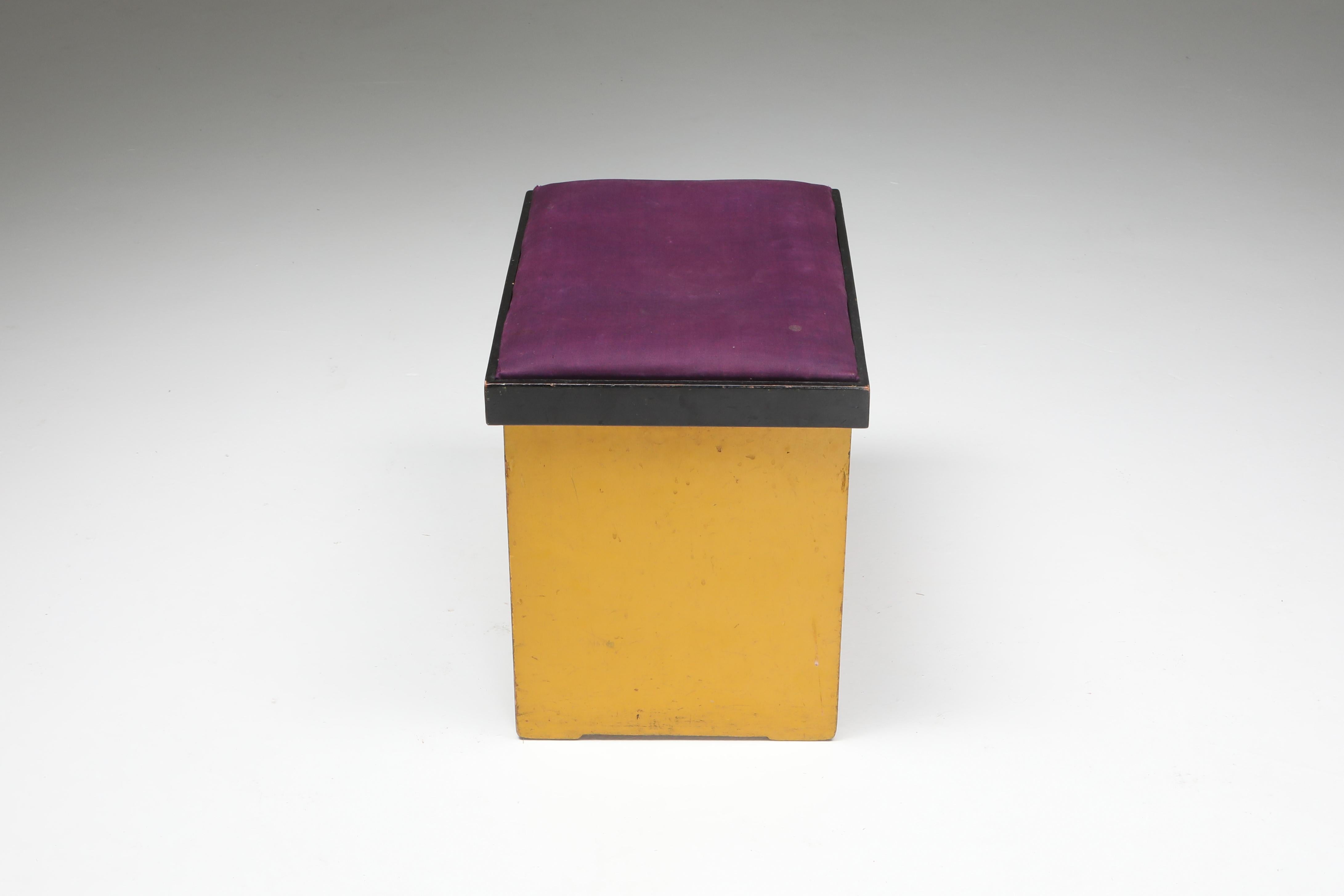 Belgian Black Marble Modernist Stool by H. Wouda, 1924 For Sale