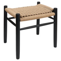 Modernist Stool in ebonized ash and Danish cord. Designed and built by Val Khvan