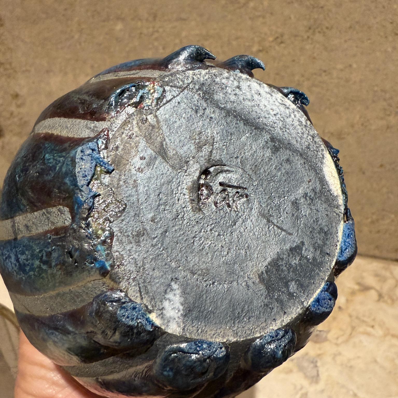 Studio Modernista Pottery Vaso blu firmato Studio A in vendita 4