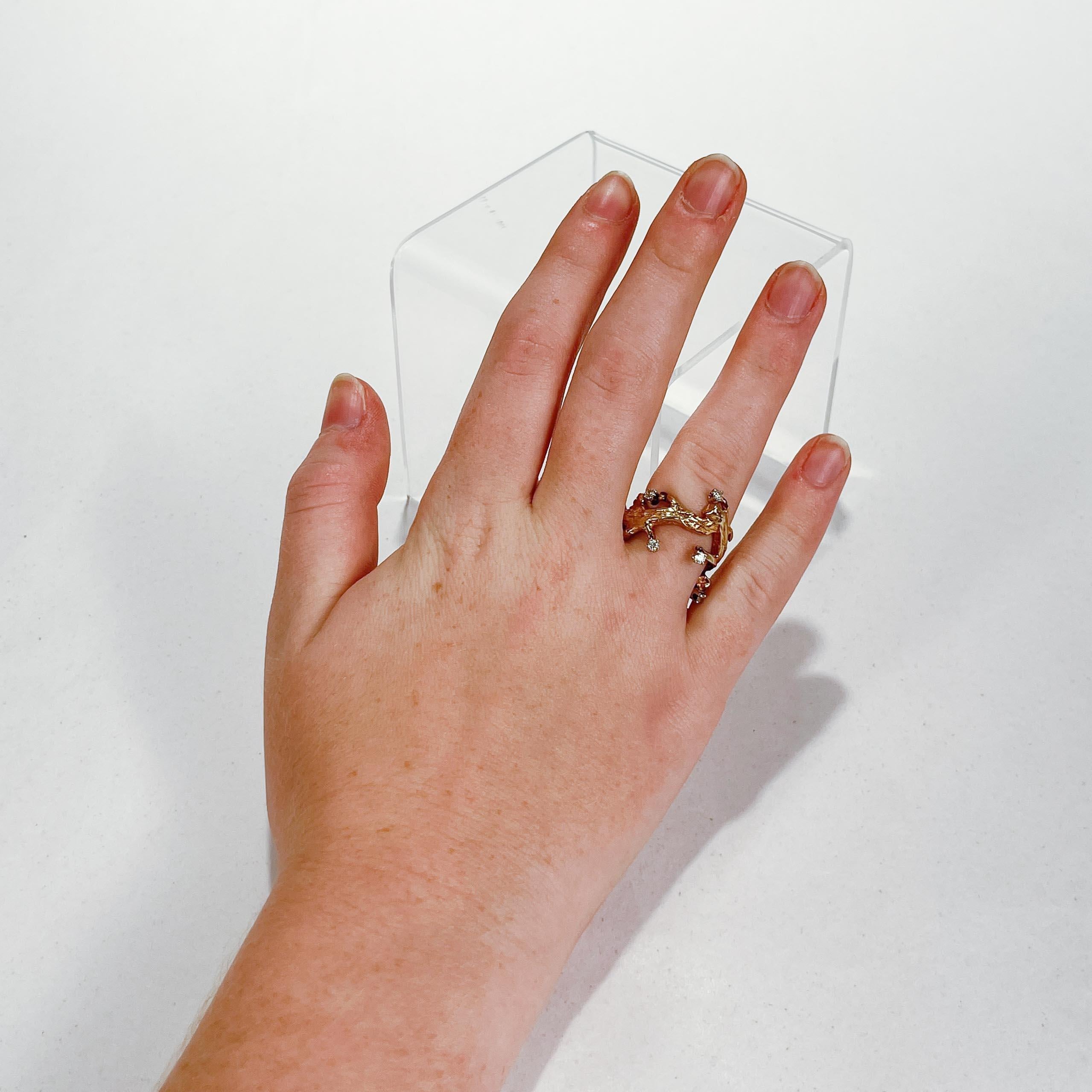 Modernist Studio Handcrafted 10 Karat Gold & Diamond Ring For Sale 6