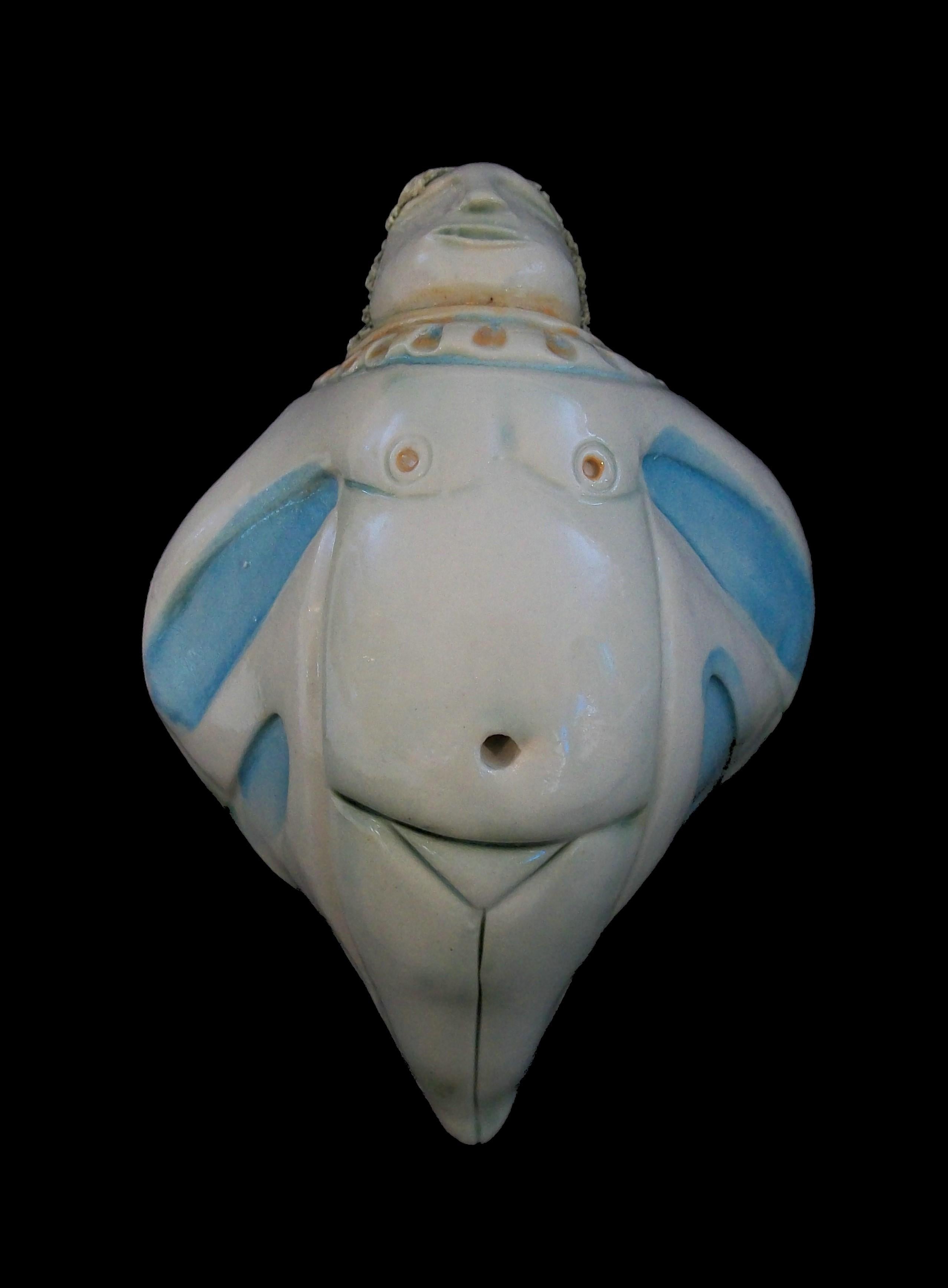 Ceramic Modernist Studio Pottery Hanging Putti Sculpture - Unsigned - Late 20th Century For Sale