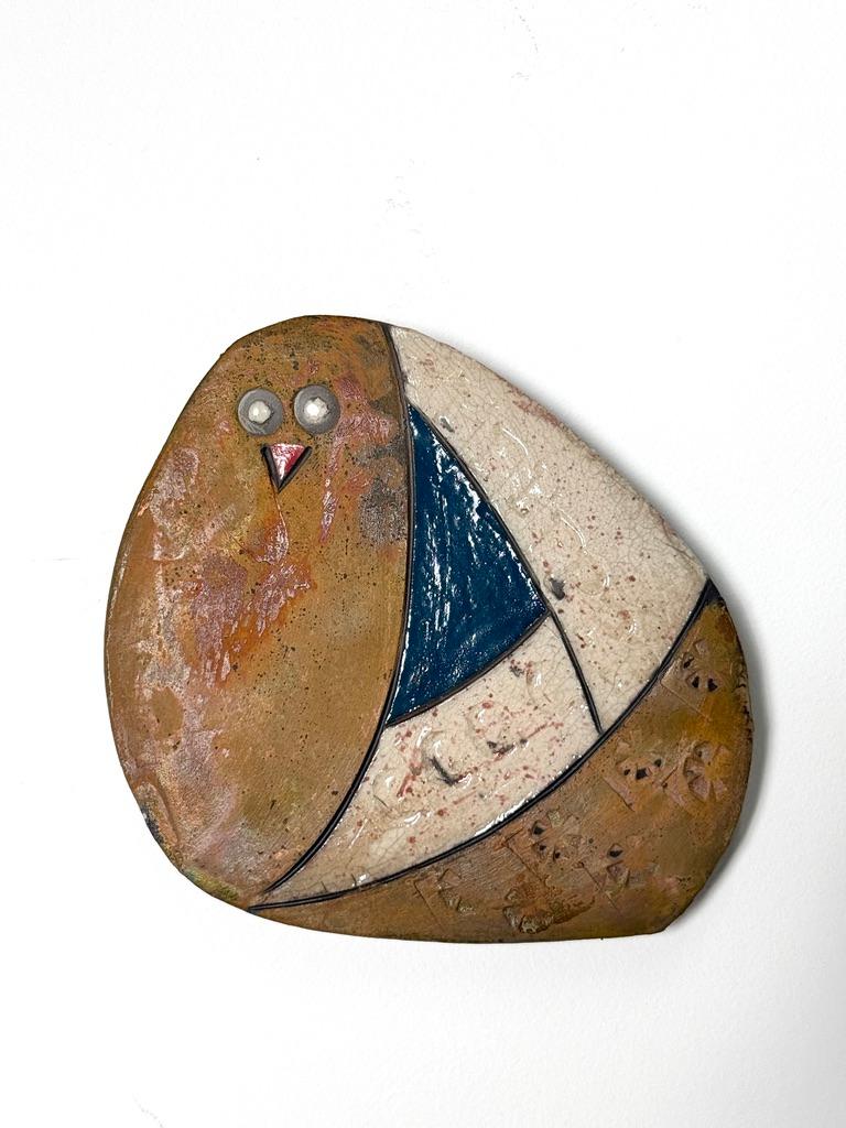 Scultura astratta di gufo Modernist Studio Pottery Raku in ceramica di Jody Delind in vendita 3