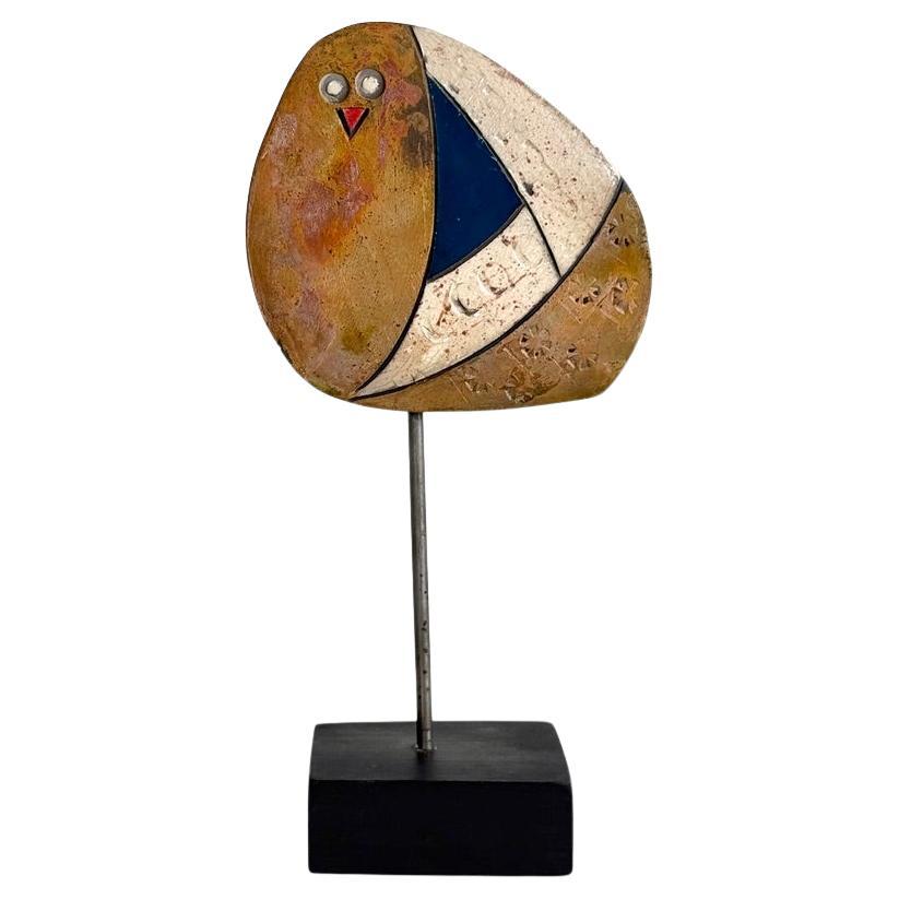 Modernist Studio Pottery Raku-Keramik Abstrakte Eule Skulptur von Jody Delind
