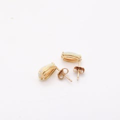 MODERNIST Studs Earrings In 14Kt Yellow Gold With Two Precious Opals