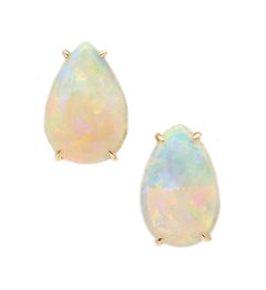 MODERNIST Studs Earrings In 14Kt Yellow Gold With Two Precious Opals