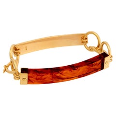 Modernist Link 18 Carat Gold Plated Bracelet, Resin and Bar Detail