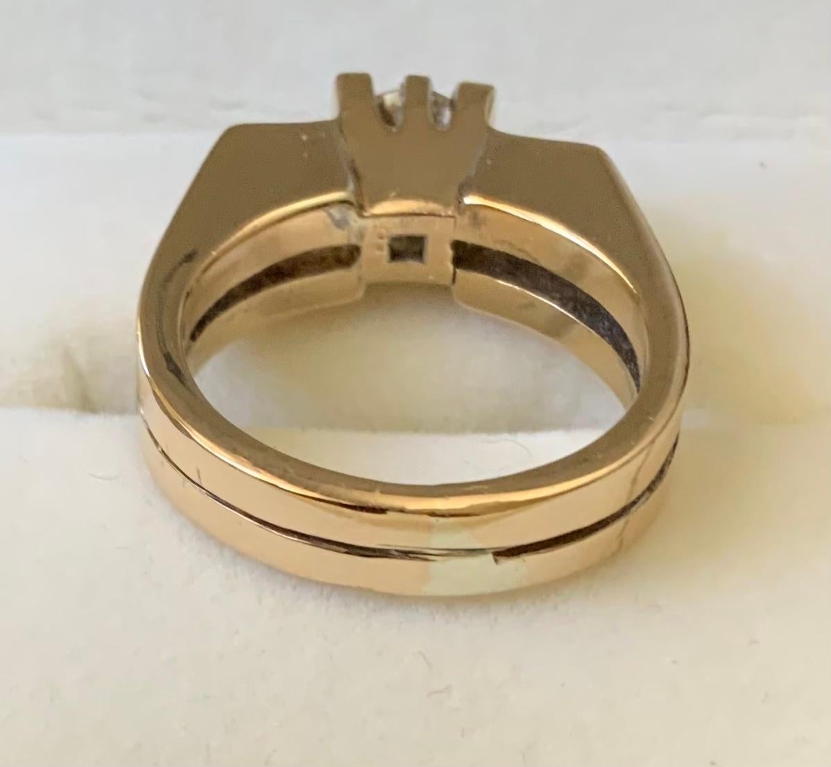 Modernista Anello con diamante solitario in oro 18 carati in stile modernista in vendita