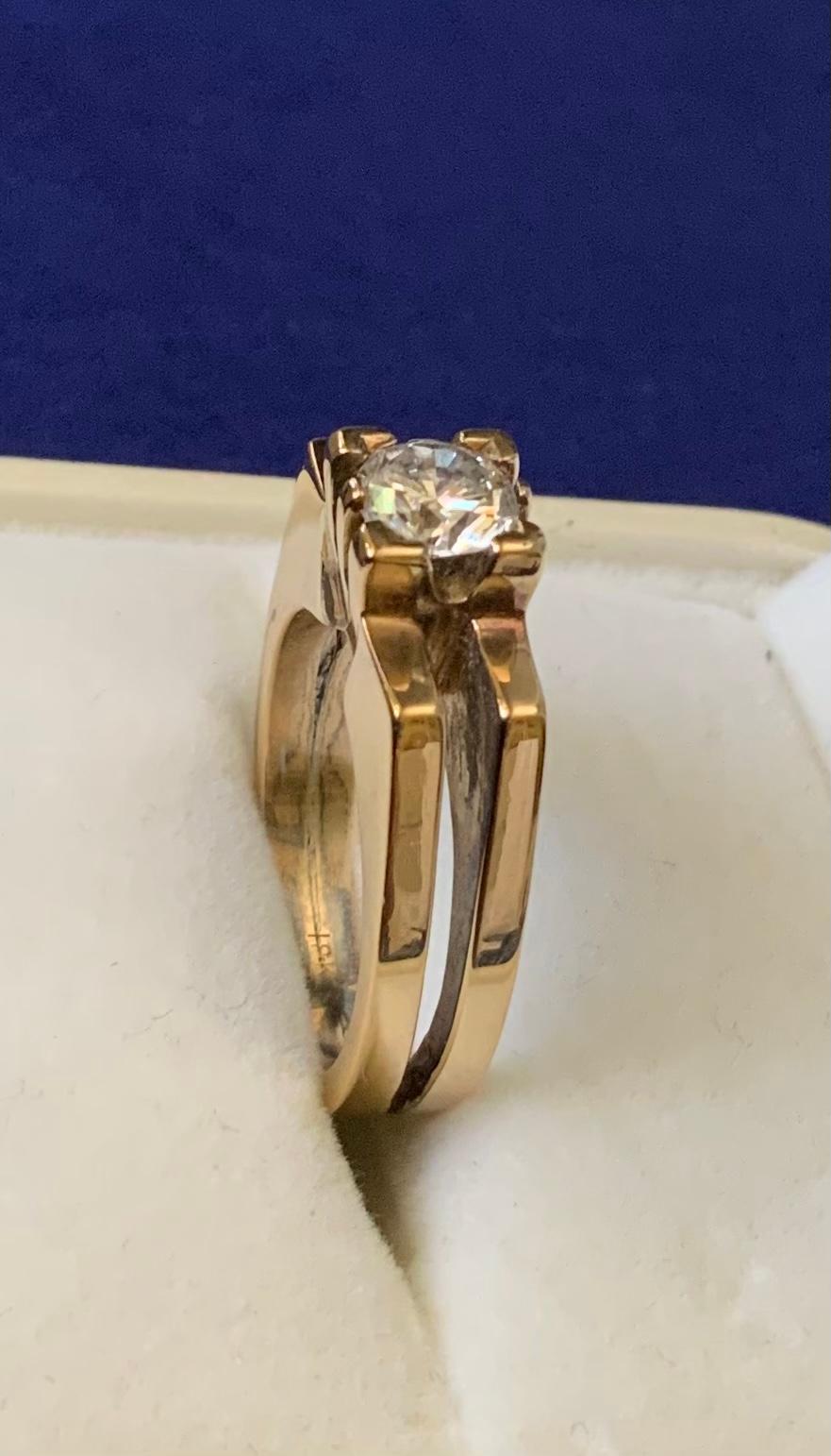 da uomo o donna Anello con diamante solitario in oro 18 carati in stile modernista in vendita