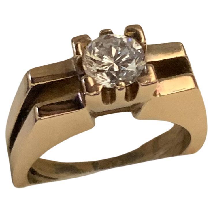 Anillo de diamantes solitario de oro de 18 quilates de estilo modernista