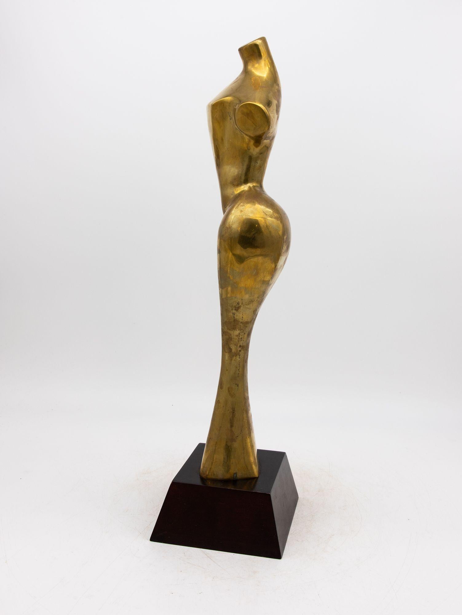 Weibliche Messing-Skulptur im modernistischen Stil, USA 1970er Jahre im Zustand „Gut“ im Angebot in South Salem, NY
