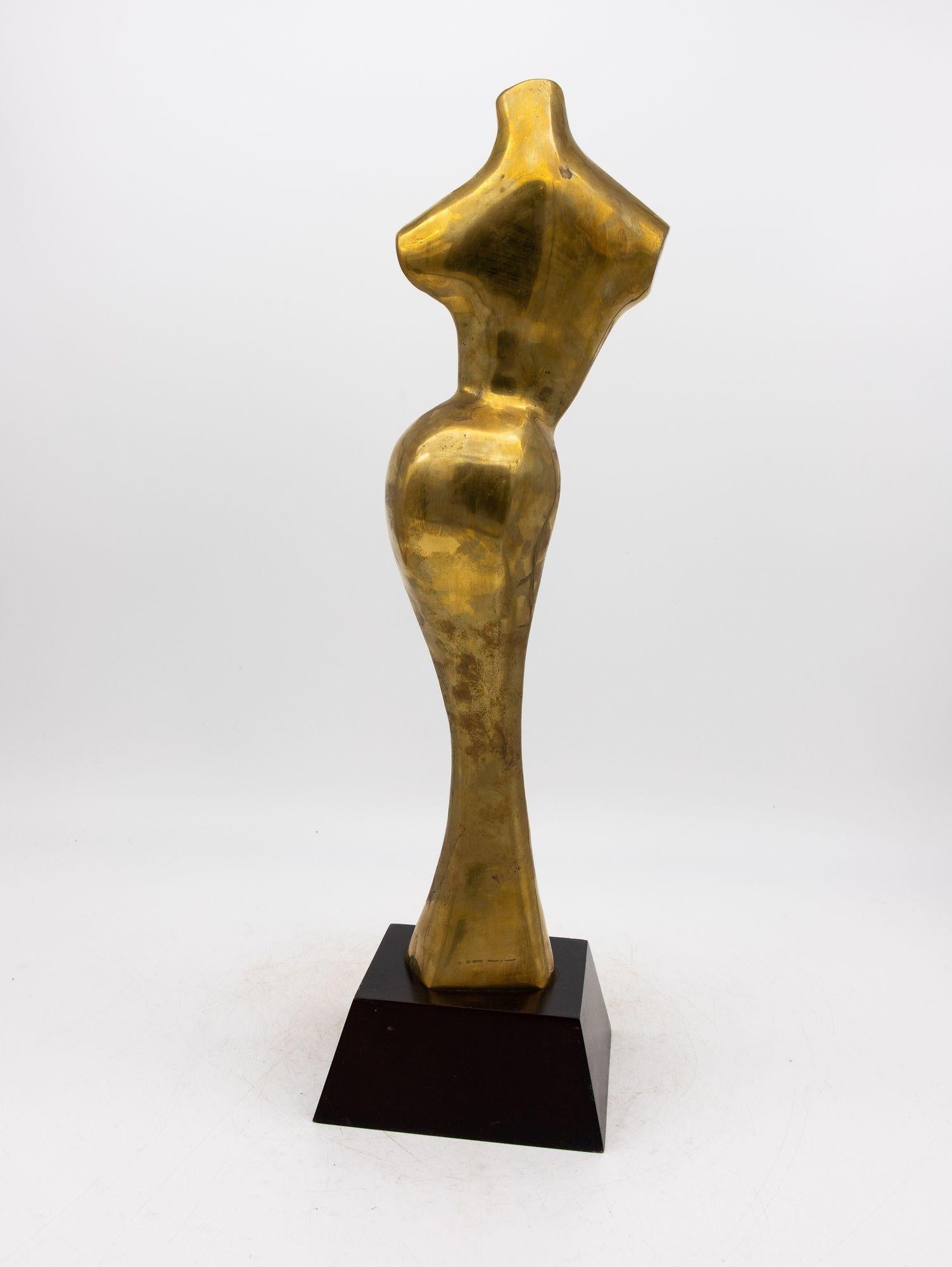 Weibliche Messing-Skulptur im modernistischen Stil, USA 1970er Jahre im Angebot 1