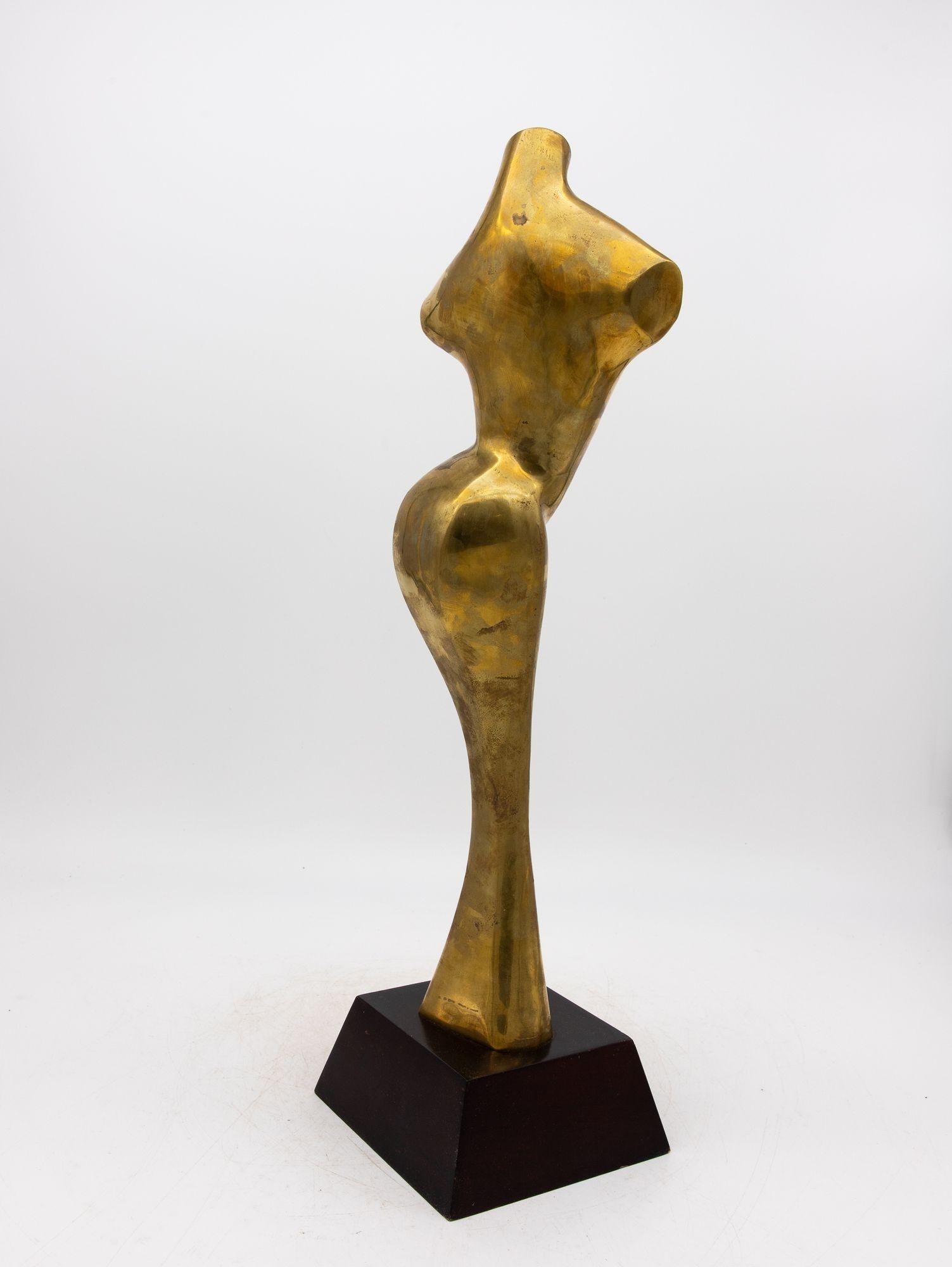 Weibliche Messing-Skulptur im modernistischen Stil, USA 1970er Jahre im Angebot 2