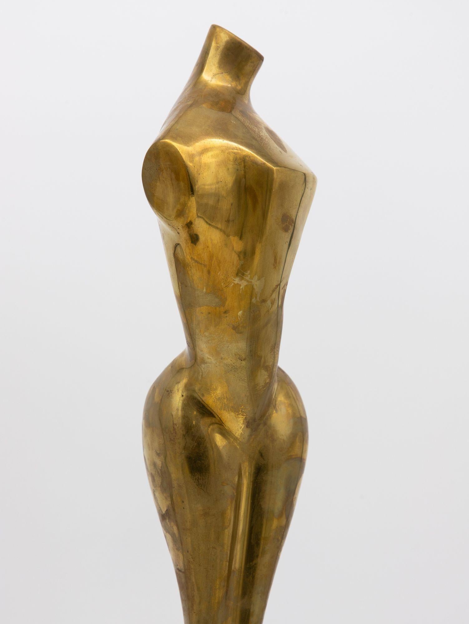 Weibliche Messing-Skulptur im modernistischen Stil, USA 1970er Jahre im Angebot 4