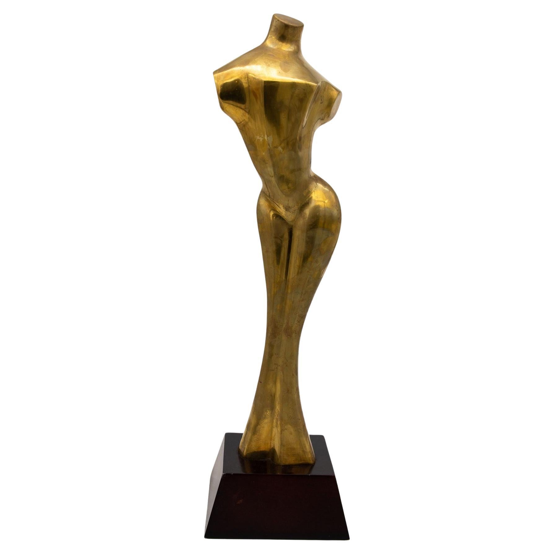 Weibliche Messing-Skulptur im modernistischen Stil, USA 1970er Jahre im Angebot