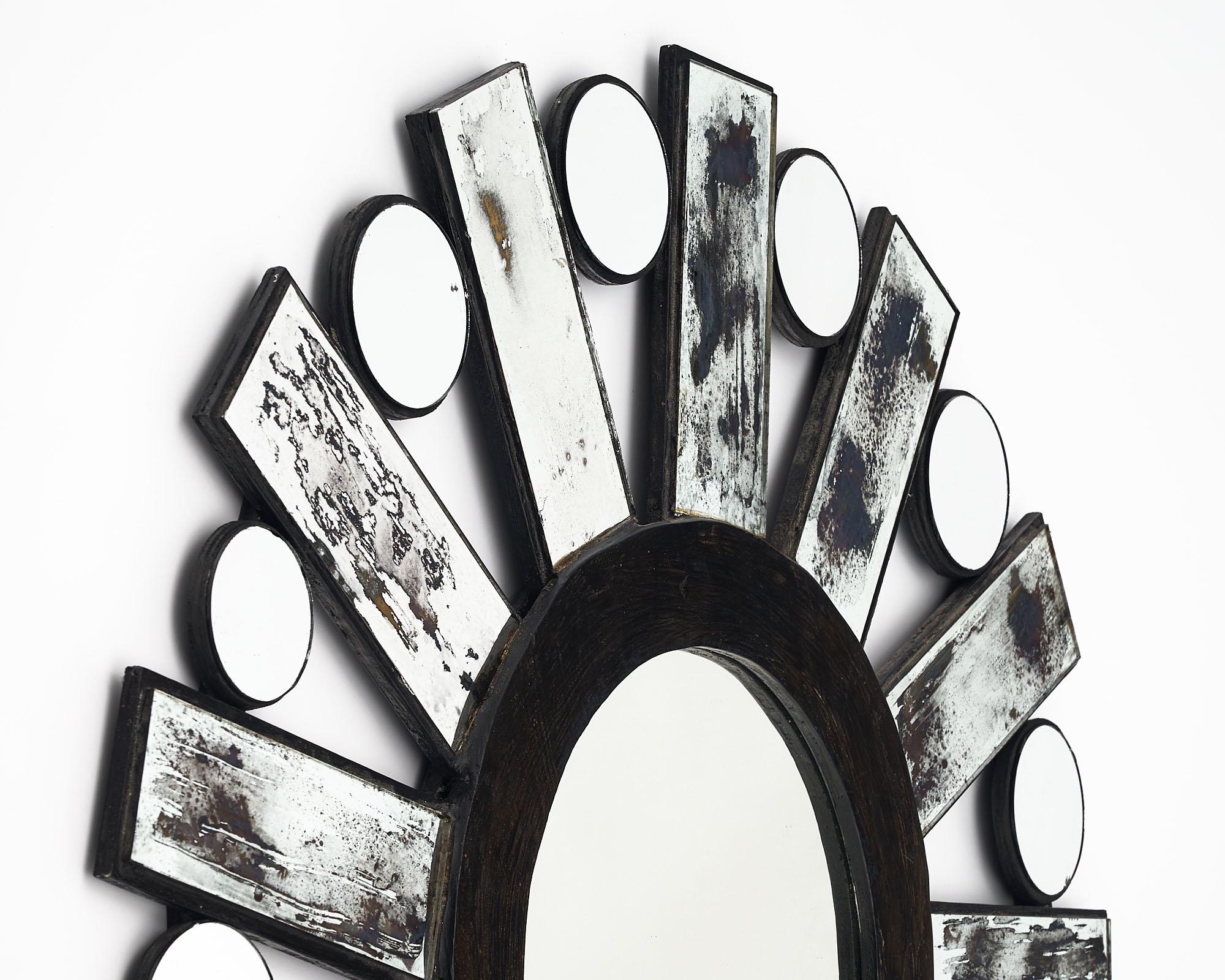 Mid-Century Modern Modernist Sunburst Mirror For Sale