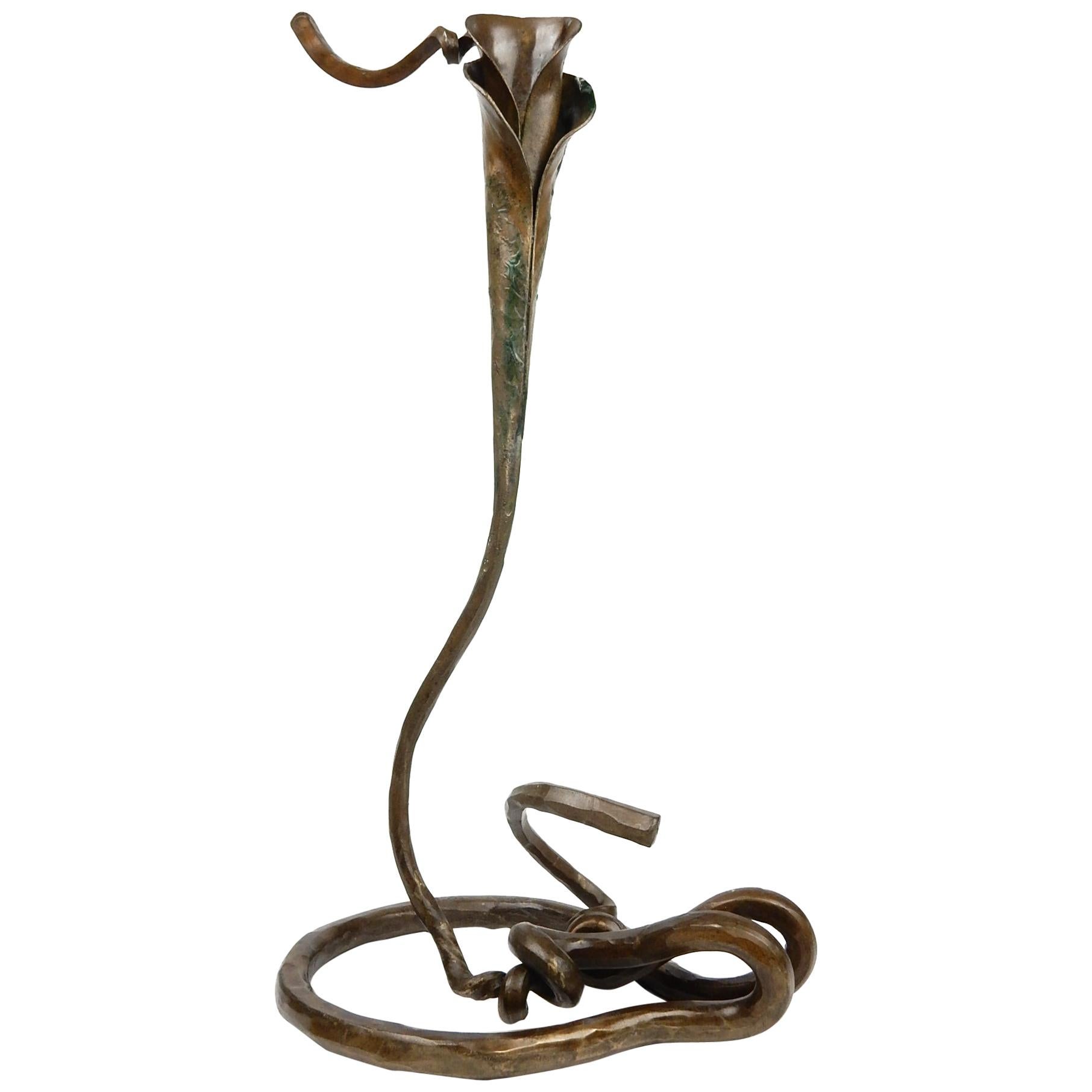 Modernist Surreal Era Bronze Sculpture Candleholder For Sale