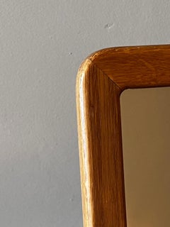 Modernist Swedish massive oak table mirror with brass detail, 1950's