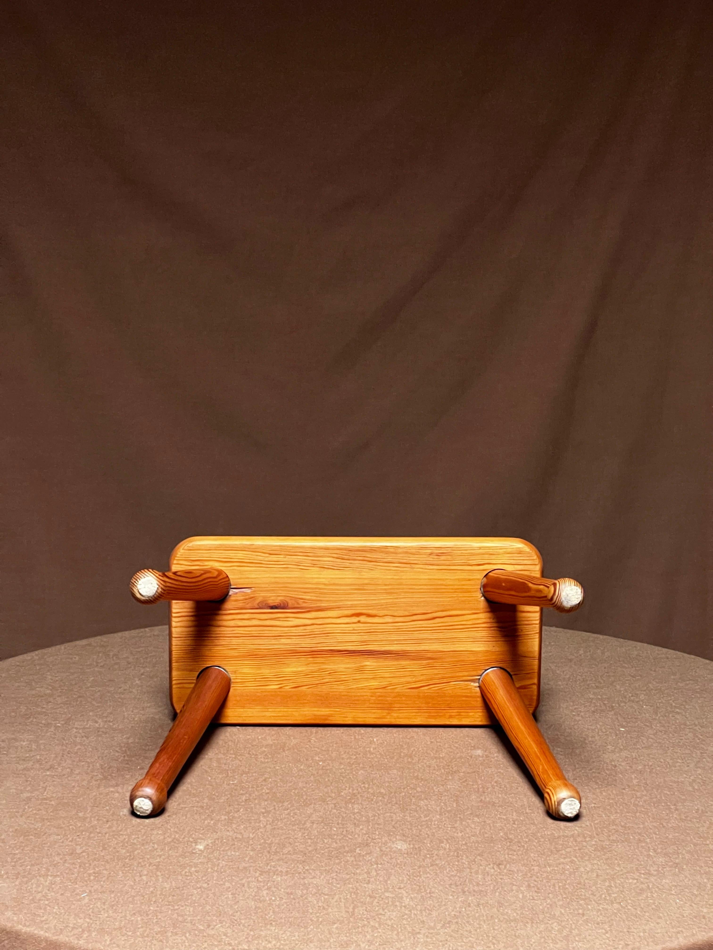 Pine Modernist Swedish massive pine stool in the taste of Carl Malmsten 1940s/50's For Sale