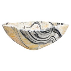 Modernist Swirled Stone Onyx Decorative Bowl Organic Free Form Art Sculpture