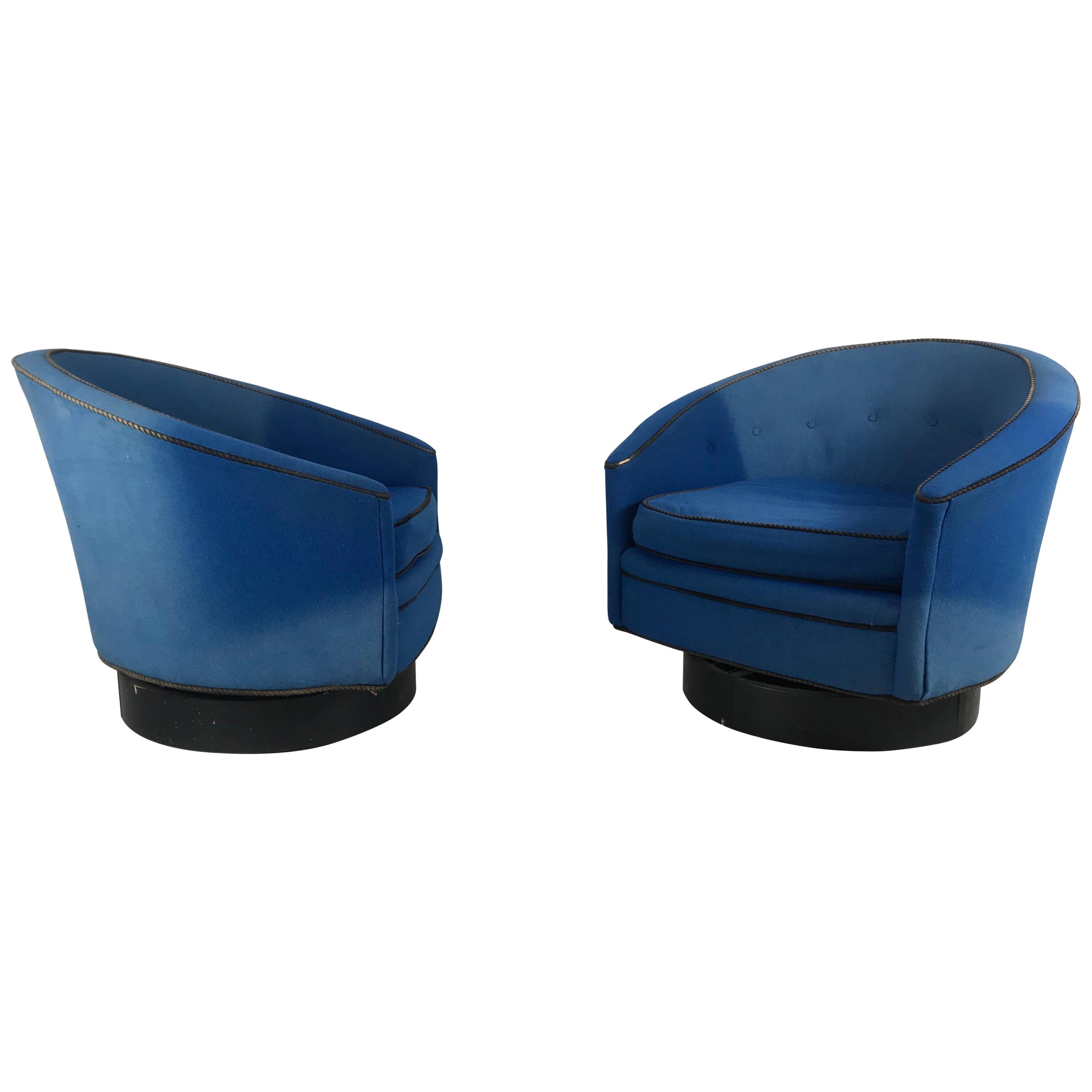 Modernist Swivel Barrel Lounge Chairs, Lawrence Peabody /Richardson Nemschoff