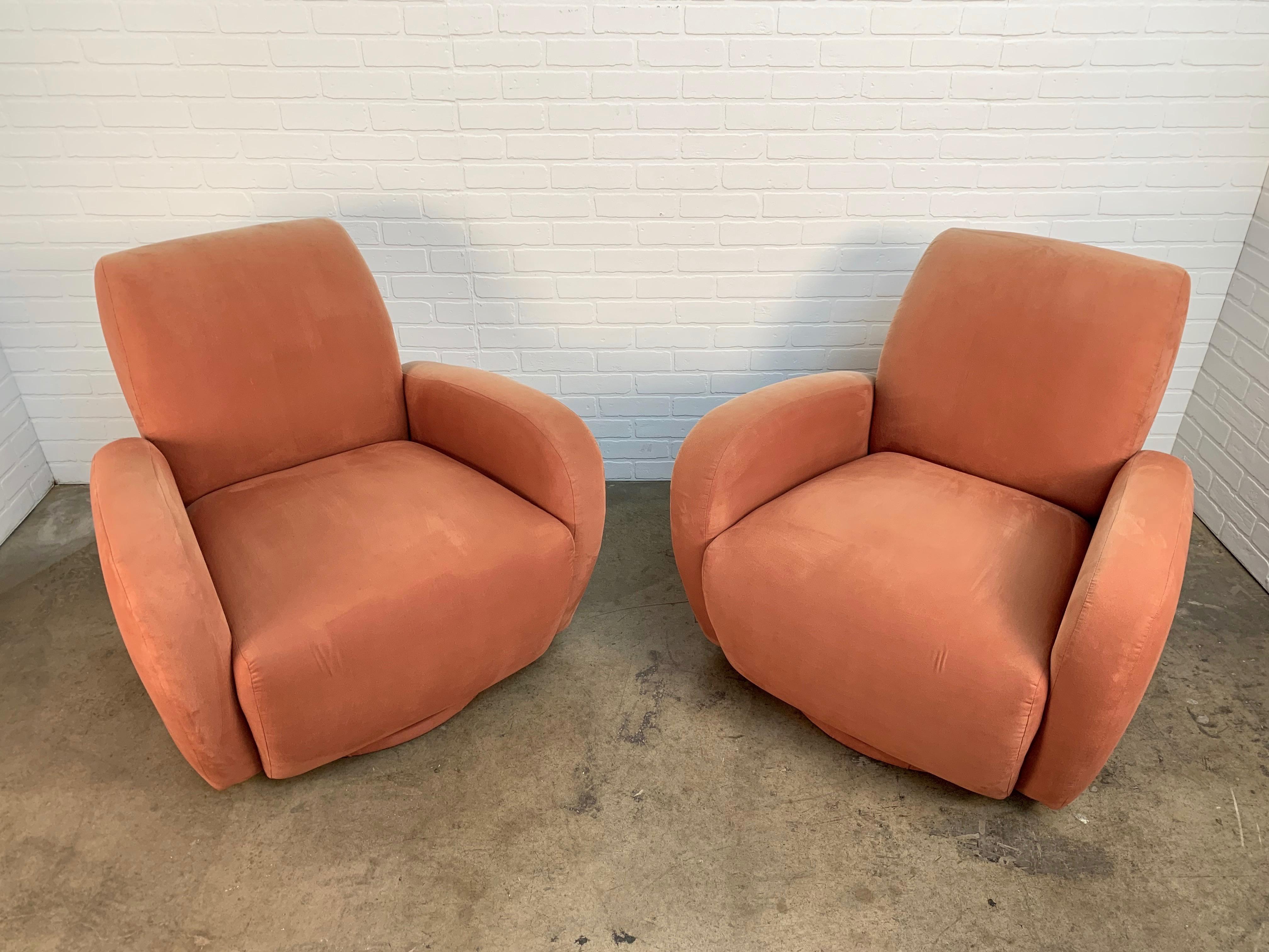 Upholstery Modernist Swivel Club Chairs