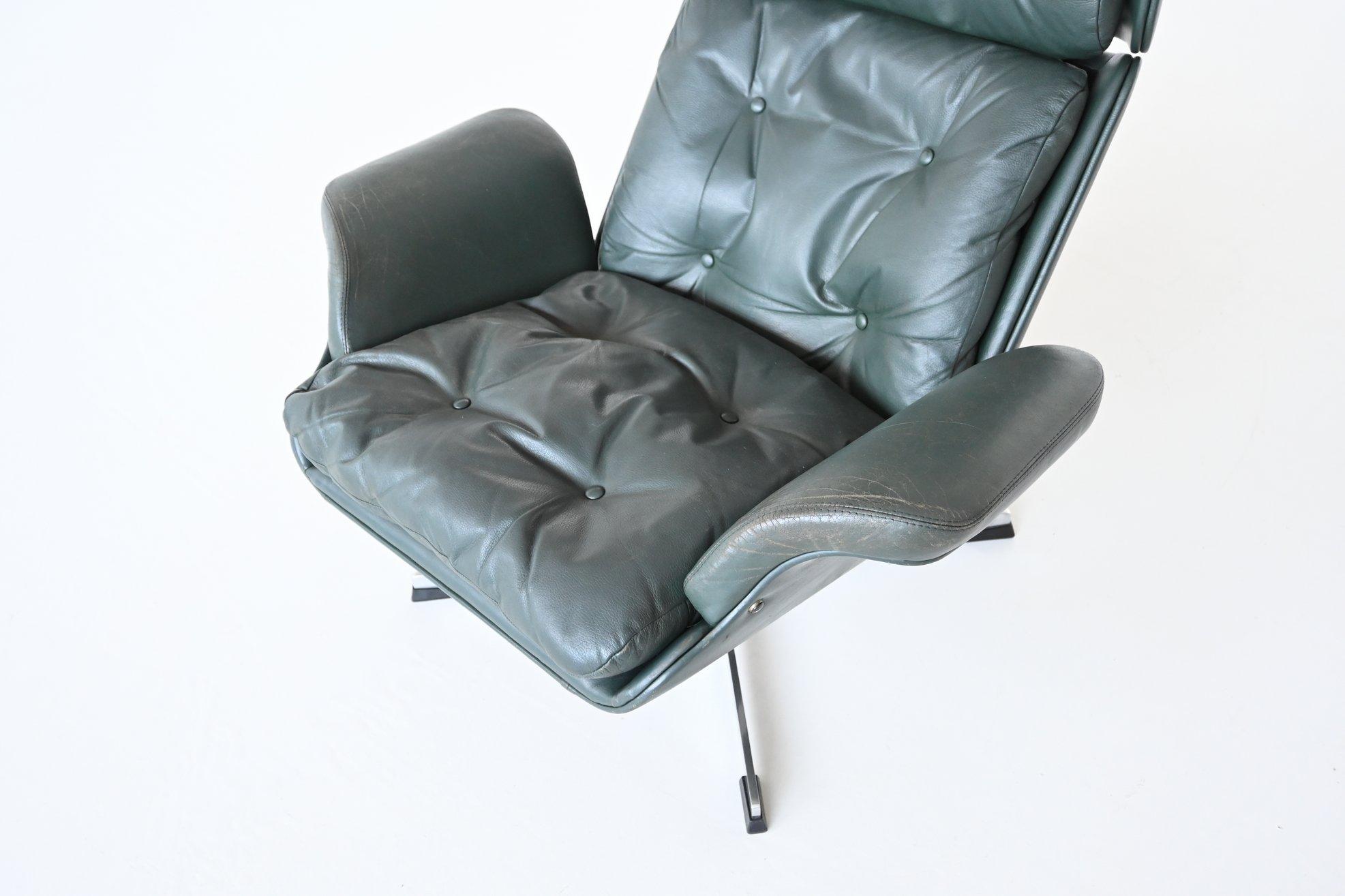 Modernist Swivel Lounge Chair and Ottoman Switzerland 1970 5