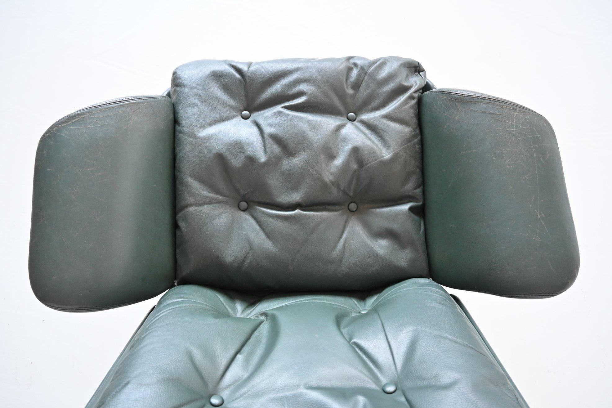 Modernist Swivel Lounge Chair and Ottoman Switzerland 1970 9