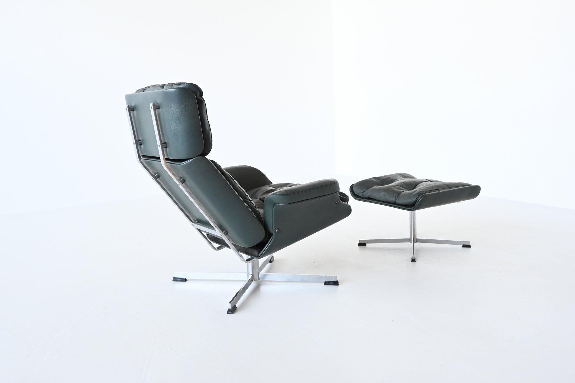 Mid-Century Modern Modernist Swivel Lounge Chair and Ottoman Switzerland 1970
