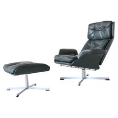 Modernist Swivel Lounge Chair and Ottoman Switzerland 1970