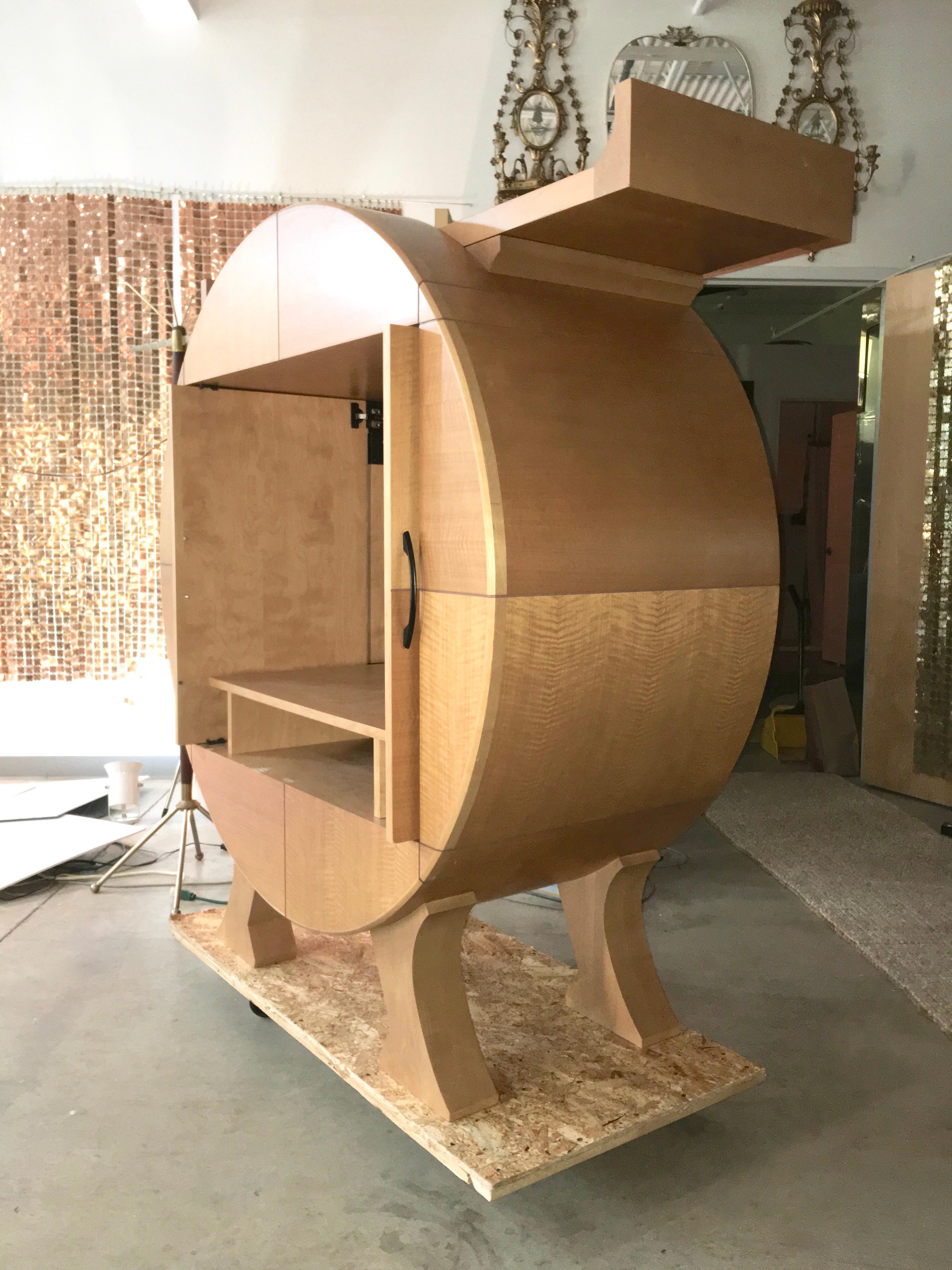 American Modernist Sycamore Bar Cabinet by Michael Ryan Architects